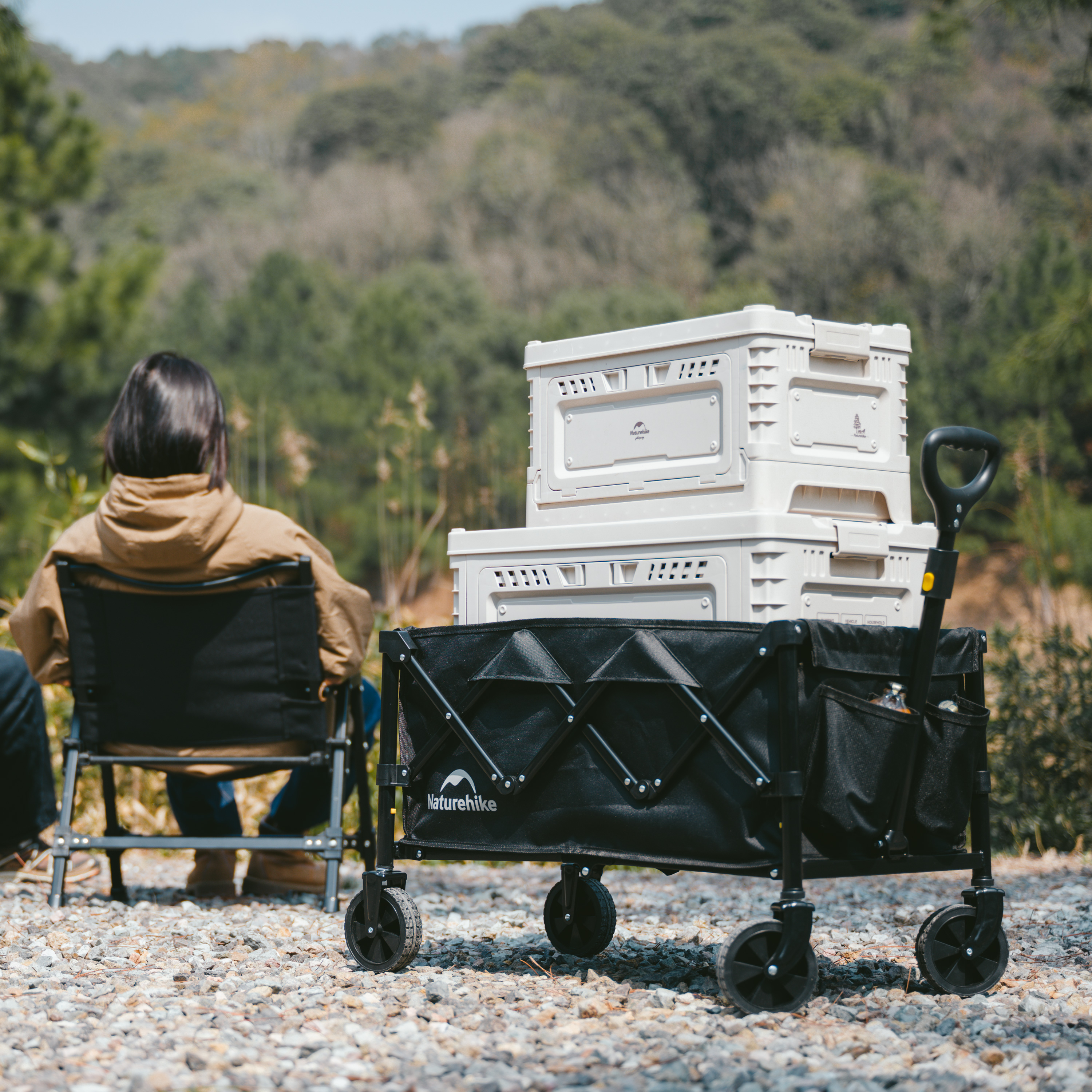 Naturehike skladací prepravný vozík na kolieskach Smart 6 kg - čierny